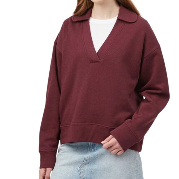 TENTREE Treefleece Grove pullover Sweatshirt color burgundy small - Picture 1 of 14